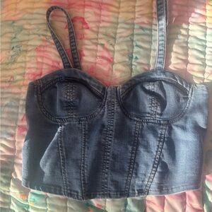 No Boundaries Blue Denim Bustier Crop Top